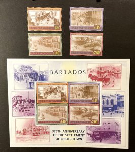 Barbados: 2003, 375th Anniversary Settlement of Bridgetown, MNH set + M/Sheet