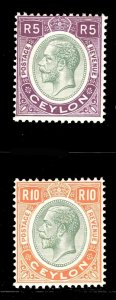 MOMEN: CEYLON SG #365-366 1927 MINT OG H £87 LOT #66651-1