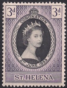 St Helena 1953 QE2 3d Coronation MM SG 152 ( F1448 )