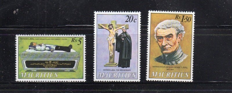 MAURITIUS #480-482 1979 FATHER LAVAL MINT VF NH O.G aa