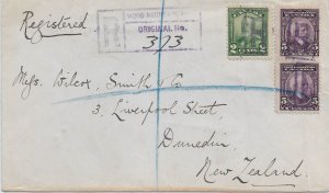 1929 Wood Mountain, Canada to Dunedin, New Zealand Registered 2c ... (56843)