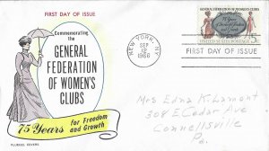 1966 FDC, #1316, 5c General Federation of Women's Clubs, Fluegel Covers