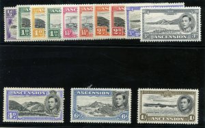 Ascension 1938 KGVI short set MLH. SG 38b-44a. Sc 40a-46.