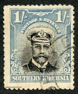 Southern Rhodesia SG10 1/- Black and Light Blue