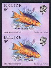 Belize 1984-88 Hogfish 5c def in unmounted mint imperf pa...