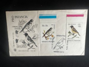 C) 1974. ARGENTINA. FDC. PRO CHILDREN.  DOUBLE STAMPS OF BIRDS OF THE NATION. XF