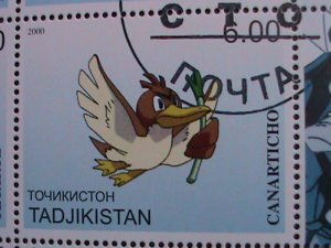 ​TAJIKISTAN -2000 LOVELY FAMOUS POKEMON FANCY POSTAL CANCEL CTO SHEET VF