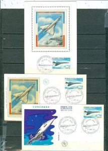 FRANCE 1969 CONCORDE LOT of (3) AIRMAL COVERS INCL. (2) FDC + (I) CARD FDC