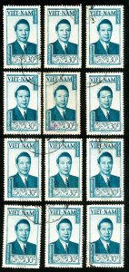 Vietnam Stamps Used VF Lot Of 12, Top Value Scott Value $84.00