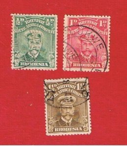 Rhodesia #119-121   VF used  George V   Free S/H