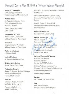 Signed USPS 1st Day Ceremony Program #2966 POW/MIA + #2109 Vietnam Vets Mem 1995