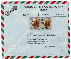 x MOZAMBIQUE 1964 Airmail cover BEIRA - STUTTGART Germany PAIR Sc#456 Mf#480