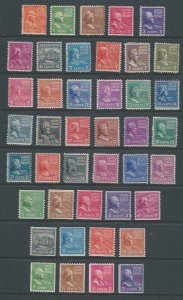 Scott# 803 - 831 & coil 839 - 851 unused  OG hinged1938 Presidential Issue