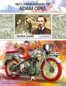 SIERRA LEONE - 2017 - Adam Opel, Cars, 180th Birth Anniv - Perf Souv Sheet - MNH