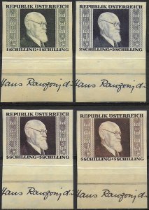 1946 Austria President Renner 4v. unperf. bfp MNH Unificato n. 634A/37A