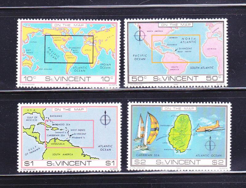 St Vincent 611-614 Set MNH Maps