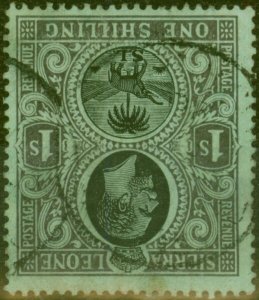 Sierra Leone 1912 1R Black-Green SG124w Wmk Inverted Good Used