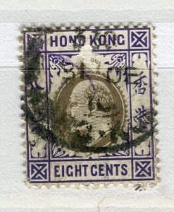 HONG KONG; 1903 early Ed VII Crown CA issue used 8c. value,