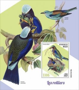 Niger 2021 MNH Birds on Stamps Rollers Indochinese Roller 1v S/S