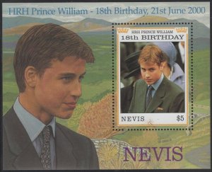 Nevis 2000 MNH Sc 1221 $5 Prince William 18th Birthday Sheet of 1