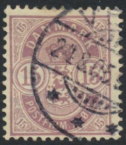 Denmark Scott 54 (AFA 38), 15ø lilac Arms type, F+ Used