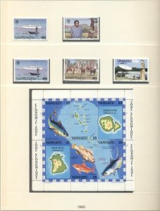 VANUATU 1980-1989 ON LINDNER HINGELESS PAGES, NEARLY COMPLETE 