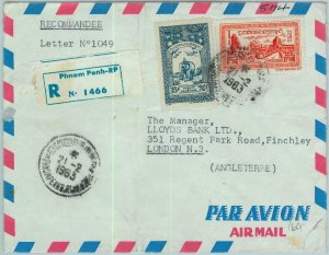 91208 - CAMBODIA Cambodge - Postal History - AIRMAIL COVER to GB  - ELEPHANTS