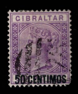 Gibraltar Scott 27 Used surcharged stamp  CV $87.50