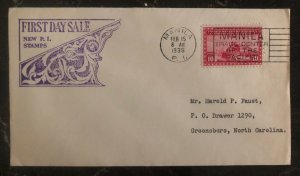 1935 Manila Philippines First Day Cover FDC New PI Stamps To Greensboro NC USA