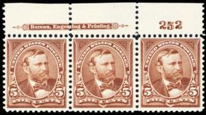 270, Mint PL# & Imprint Strip VF NH With PFC Certificate Cat $375. - Stuart Katz