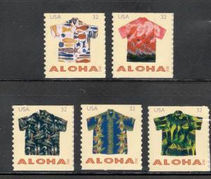 4597-4601 Aloha Shirts Set Of 5 Mint/nh Free Shipping (A-240)