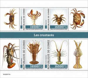 GUINEA - 2022 - Crustaceans - Perf 4v Sheet - Mint Never Hinged