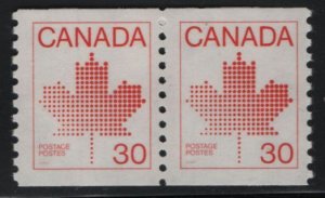 Canada 1982 MNH Sc 950 30c Maple Leaf, red Coil Pair