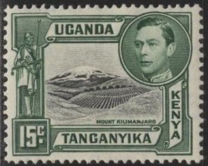 Kenya (KUT) 73 (mhr) 15c Mount Kilimanjaro, grn & black (1952)