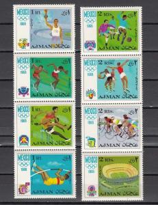 Ajman, Mi cat. 247-254 A. Summer Olympics issue. ^