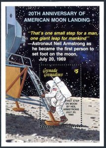 Grenada Gren 1076,MNH.Michel Bl.172. Moon Landing,20th Ann.1989.Neil Armstrong.