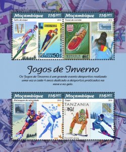 Mozambique 2019 MNH Sports Stamps Winter Olympics Games Stamps-on-Stamps 4v M/S