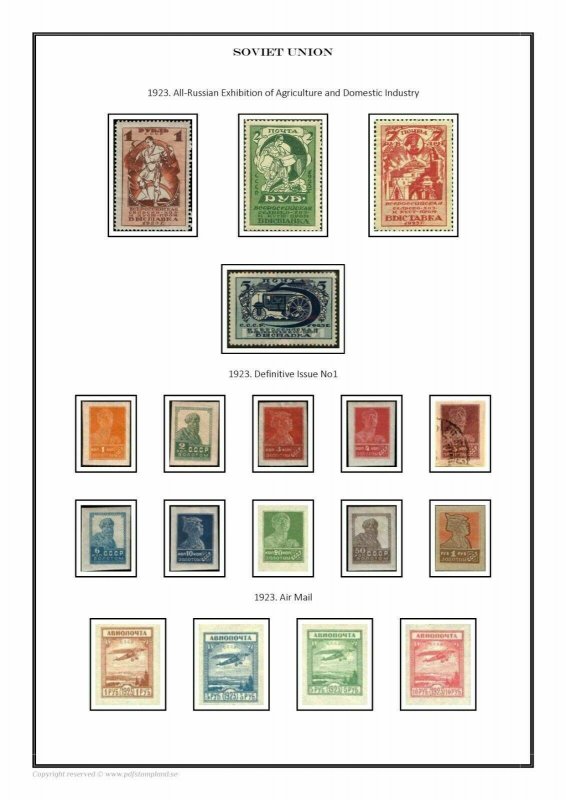 SOVIET UNION USSR RUSSIA 1857-2021 (5 albums) PDF (DIGITAL)  STAMP ALBUM PAGES  