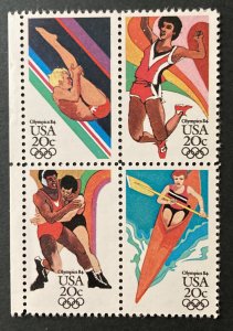 U.S. 1984 #2085a Block, Summer Olympics, MNH.