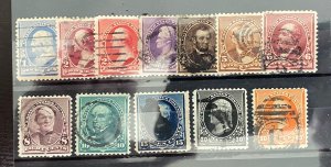 US Stamps- SC# 219 - 229 - 1890 Regular Issue  - Used - SCV = 267.70