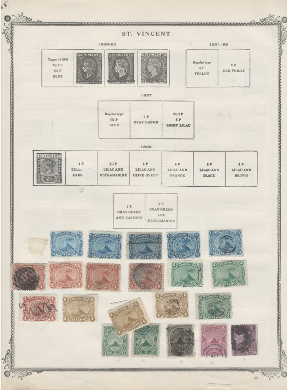 El Salvador, 13 pages of pre-1900 stamps, SCV $1300+ Amazing collection