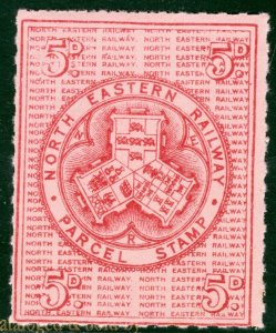 GB QV RAILWAY NER Parcel Stamp 5d Pink North Eastern Mint MNH {samwells}GWHITE89