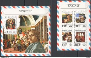 2017 Togo Art Renaissance Botticelli Titian Bosch #8447-50+Bl1491 ** Fd0624