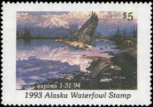 ALASKA #9 1993 STATE DUCK WHITE FRONTED GEESE. Ed Tussey