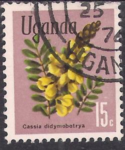 Uganda 1969 QE2 15c Flowers  used stamp  ( C1454 )