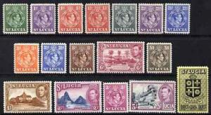St Lucia 1938-48 KG6 definitive set complete 17 values mo...
