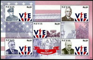 HERRICKSTAMP NEW ISSUES NEVIS 75th Anniv. VE Day Sheetlet