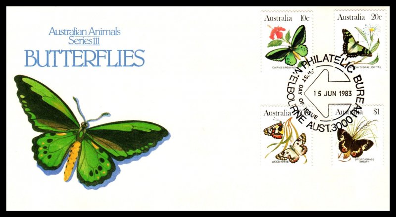 Australia 872-880 Butterflies Set of Two U/A FDC