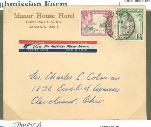 Jamaica  1947 8d air mail rate used from Constant Spring