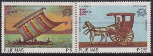 Sc# 1348 1349a Philippines Capex 78 set in pair Type I II MNH CV $6.00